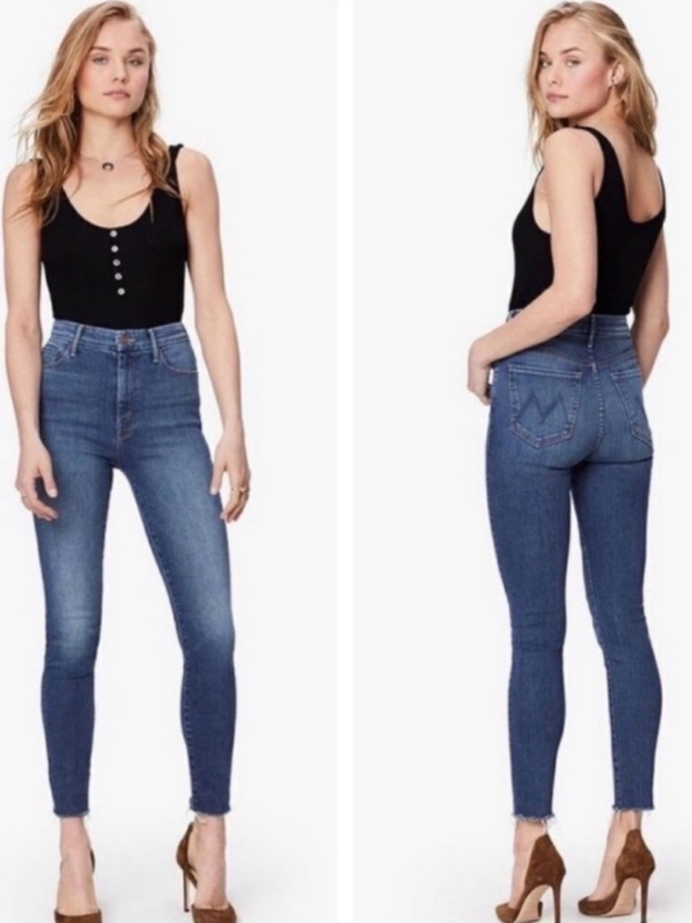 Mother High Waisted Looker Ankle Fray Jeans Size 30